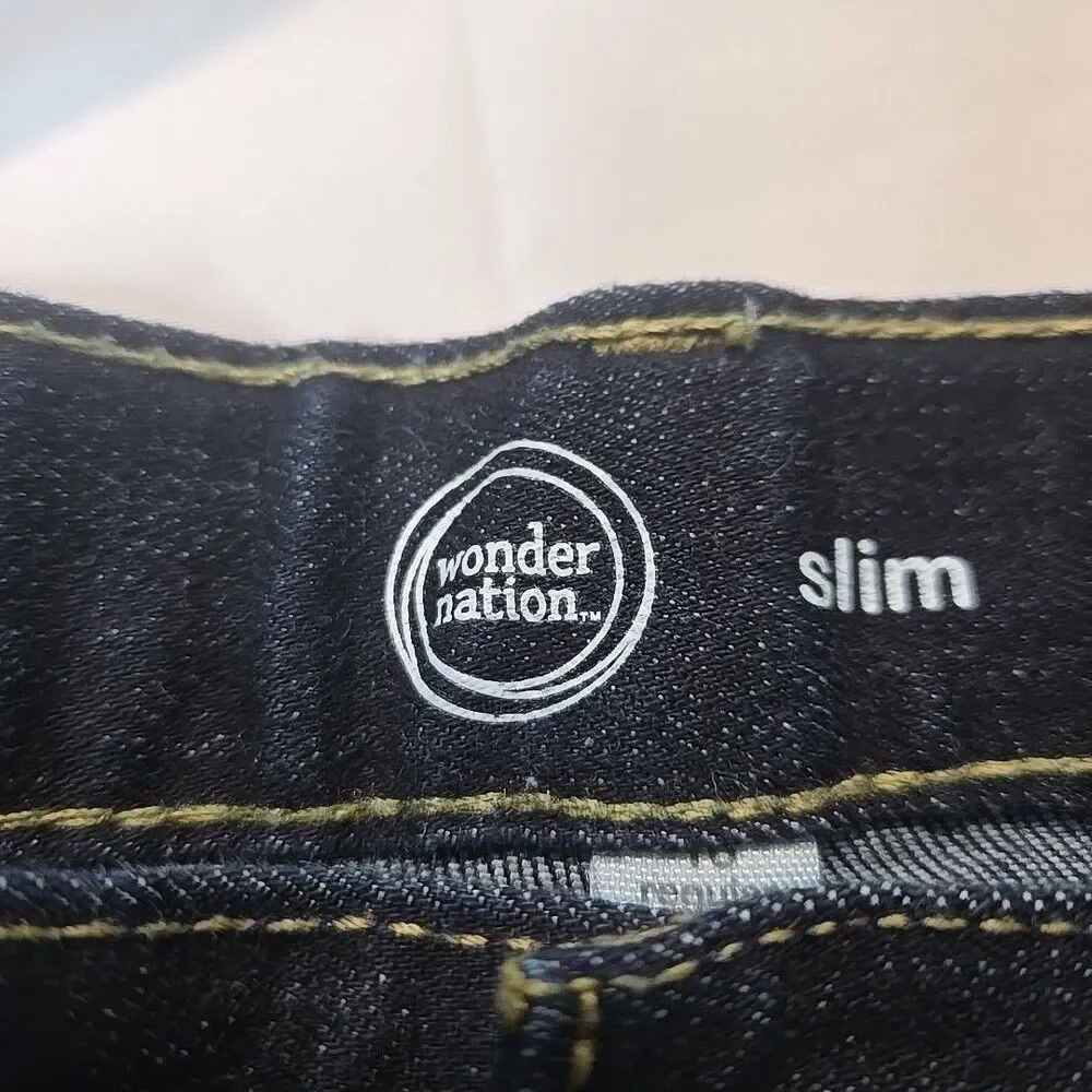 Slim Pants for Boys Wonder Nation Sz 16 Blue Jeans Adjustable Waistband Stretch